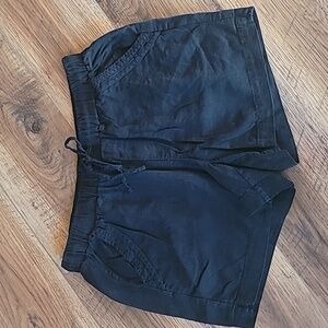 Briggs Linen Shorts, Size L, Black, Pockets, Drawstring, Soft
